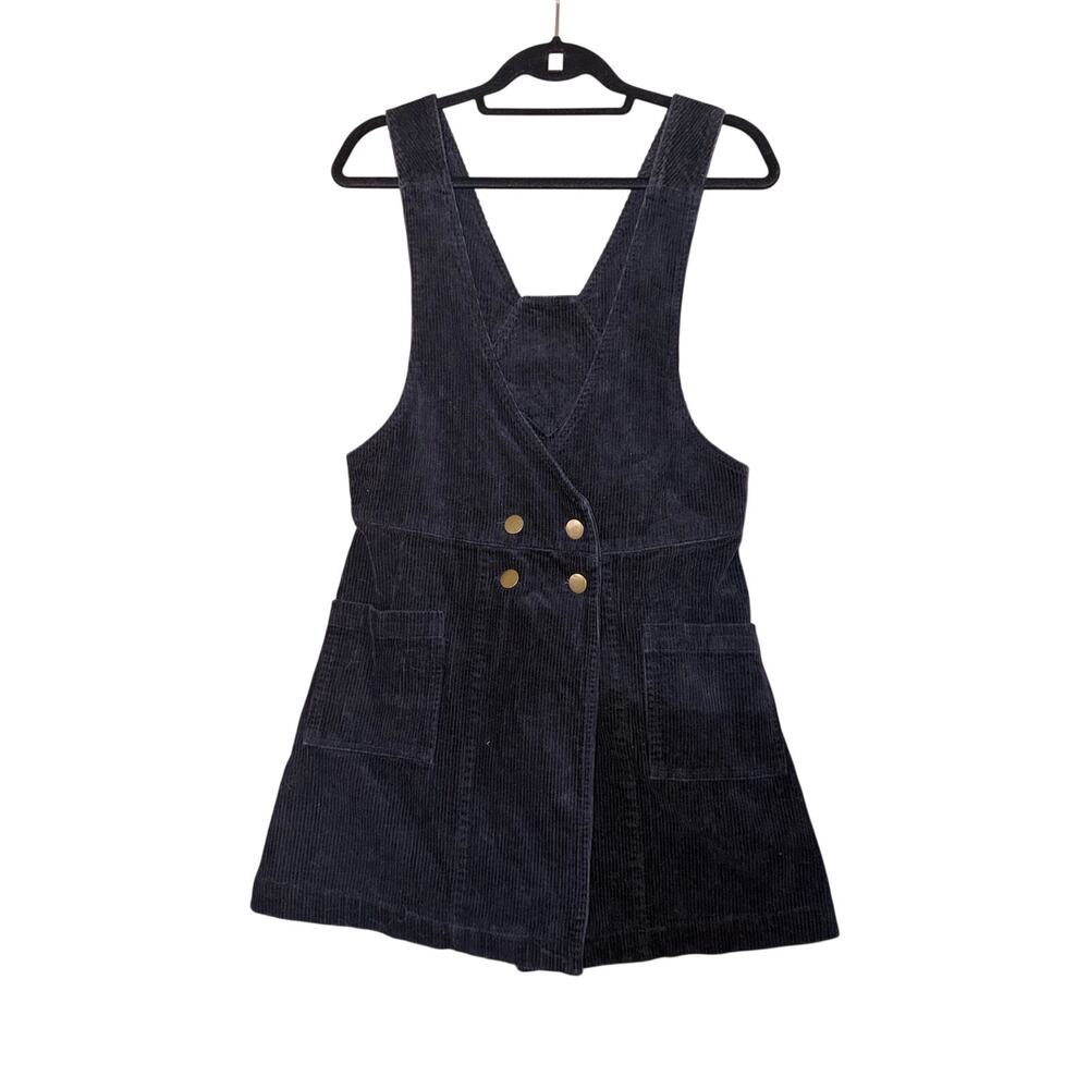By together collection black corduroy double breasted short jumper dress medium